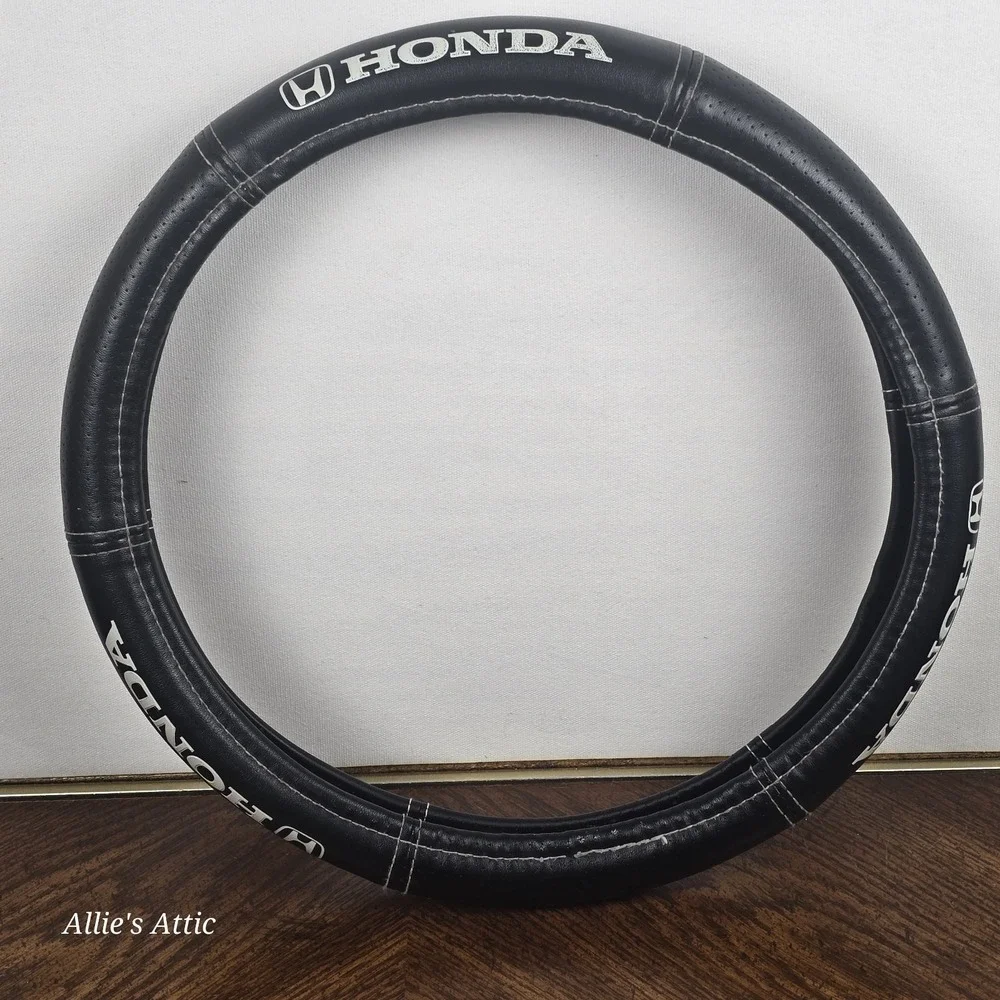 Honda Steering Wheel Cover Black Faux Leather Slip On Official Licensed Product